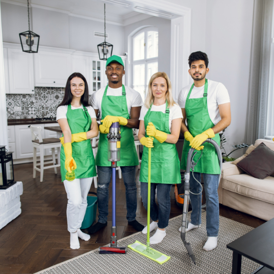 Cleaning team providing deep cleaning service